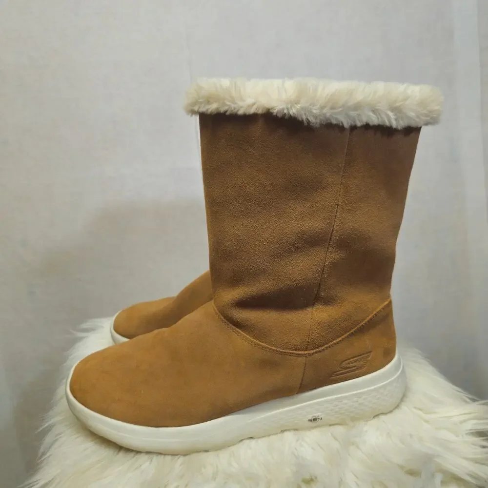 Skechers Goga Mat Gen 5 Winter Boots Suede Leather Size 11 Faux Fur Lined